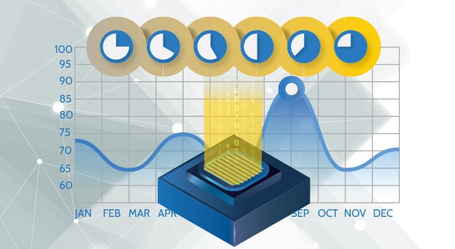 Data streams shining from vents in a data block